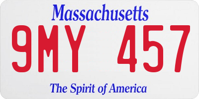 MA license plate 9MY457