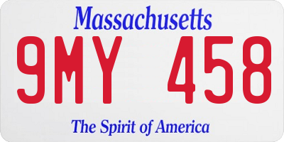 MA license plate 9MY458