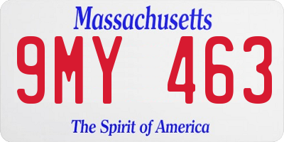 MA license plate 9MY463