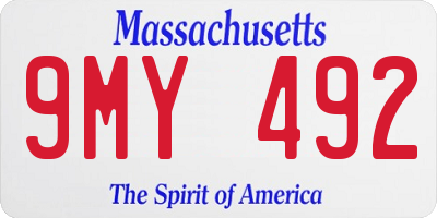 MA license plate 9MY492