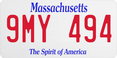 MA license plate 9MY494