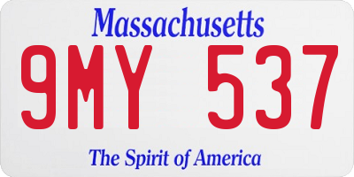 MA license plate 9MY537