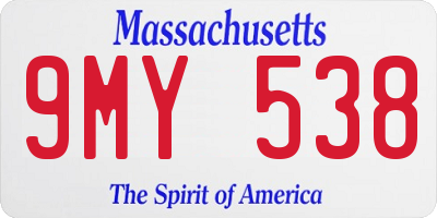 MA license plate 9MY538