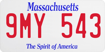MA license plate 9MY543