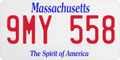 MA license plate 9MY558