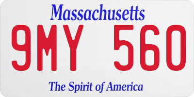MA license plate 9MY560