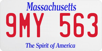 MA license plate 9MY563
