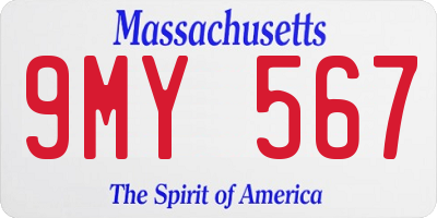 MA license plate 9MY567