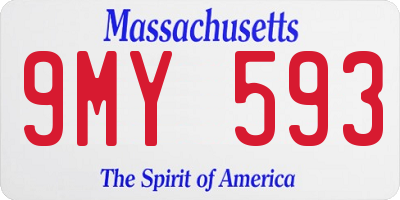 MA license plate 9MY593