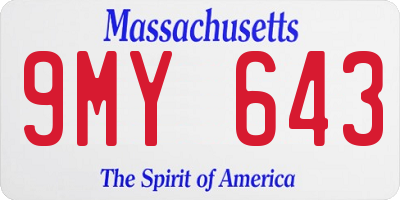 MA license plate 9MY643