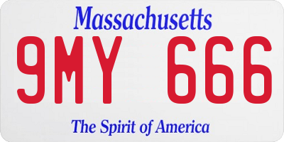 MA license plate 9MY666