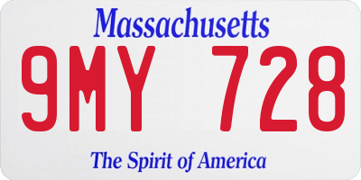 MA license plate 9MY728