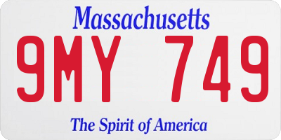 MA license plate 9MY749