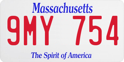 MA license plate 9MY754