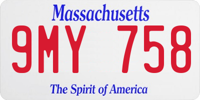 MA license plate 9MY758