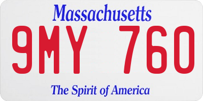 MA license plate 9MY760