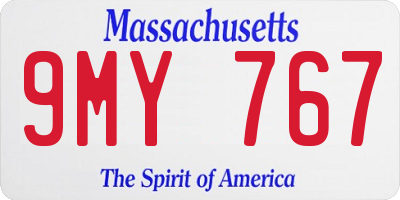 MA license plate 9MY767