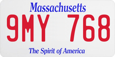 MA license plate 9MY768