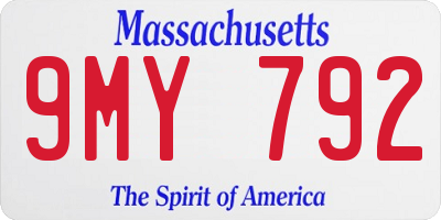 MA license plate 9MY792