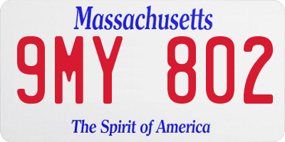 MA license plate 9MY802