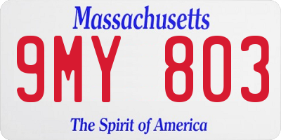 MA license plate 9MY803