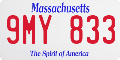 MA license plate 9MY833