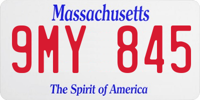 MA license plate 9MY845