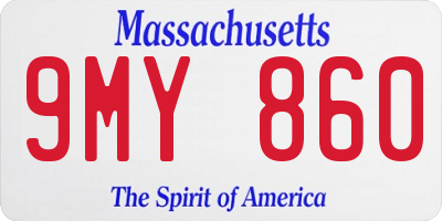 MA license plate 9MY860
