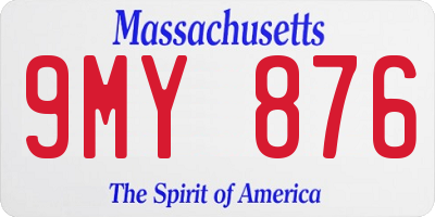 MA license plate 9MY876