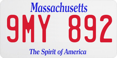 MA license plate 9MY892