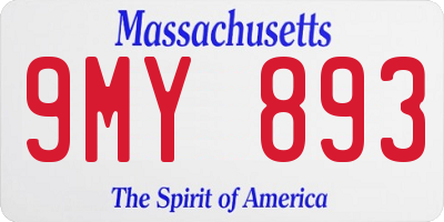 MA license plate 9MY893