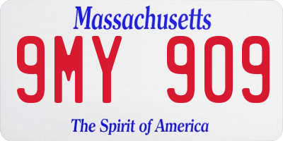 MA license plate 9MY909