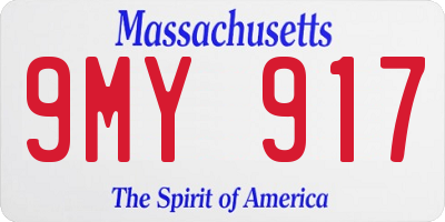 MA license plate 9MY917