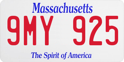 MA license plate 9MY925