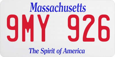 MA license plate 9MY926