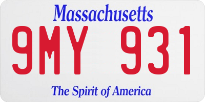 MA license plate 9MY931
