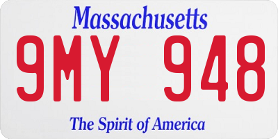 MA license plate 9MY948