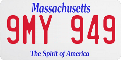MA license plate 9MY949