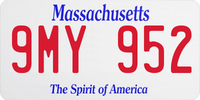 MA license plate 9MY952