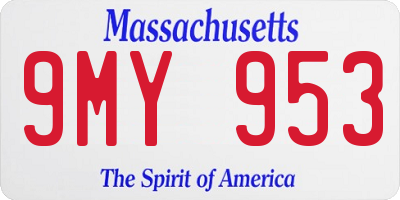 MA license plate 9MY953