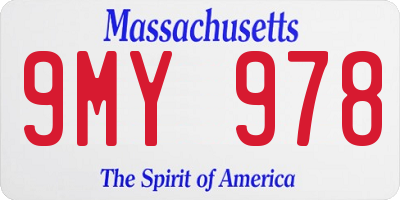 MA license plate 9MY978