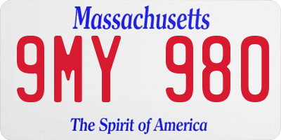 MA license plate 9MY980