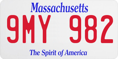 MA license plate 9MY982