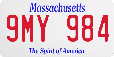 MA license plate 9MY984