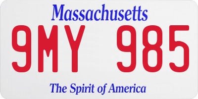 MA license plate 9MY985