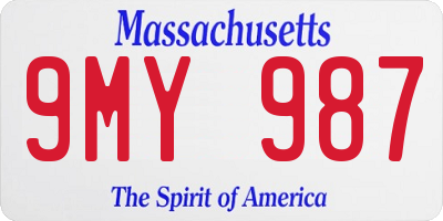 MA license plate 9MY987