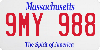 MA license plate 9MY988
