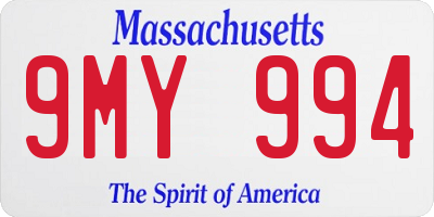 MA license plate 9MY994