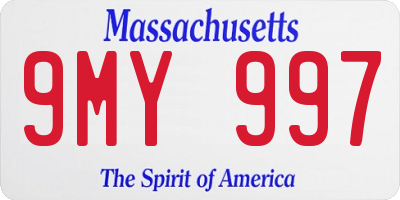MA license plate 9MY997