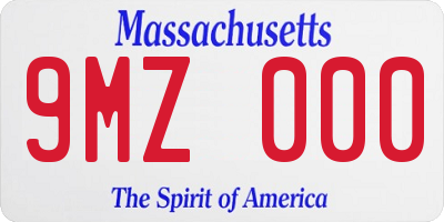 MA license plate 9MZ000